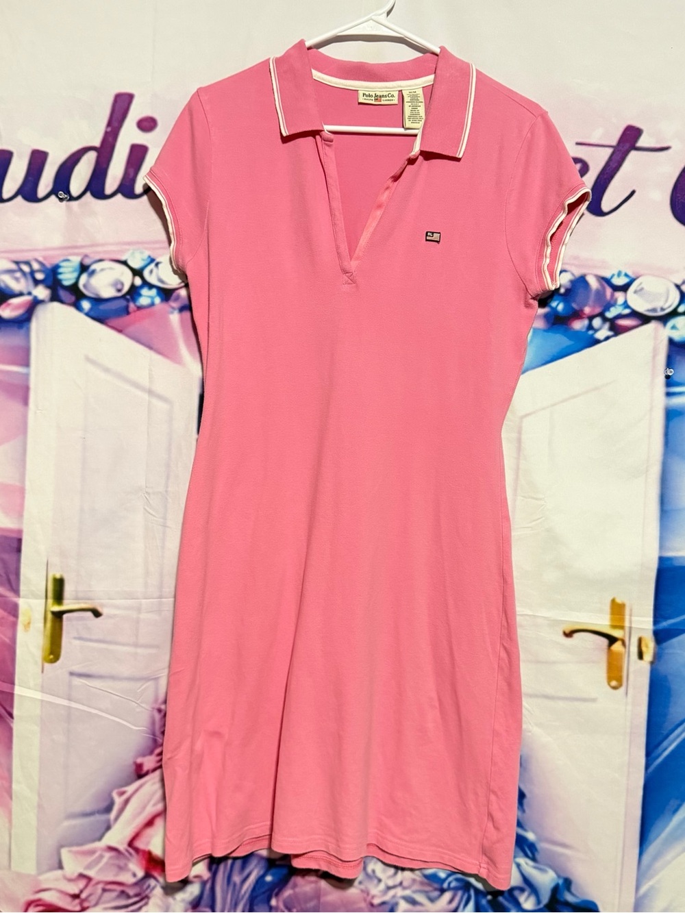 Vintage Y2K Polo Jeans Co Ralph Lauren Pink Polo Dress M Tennis Preppy